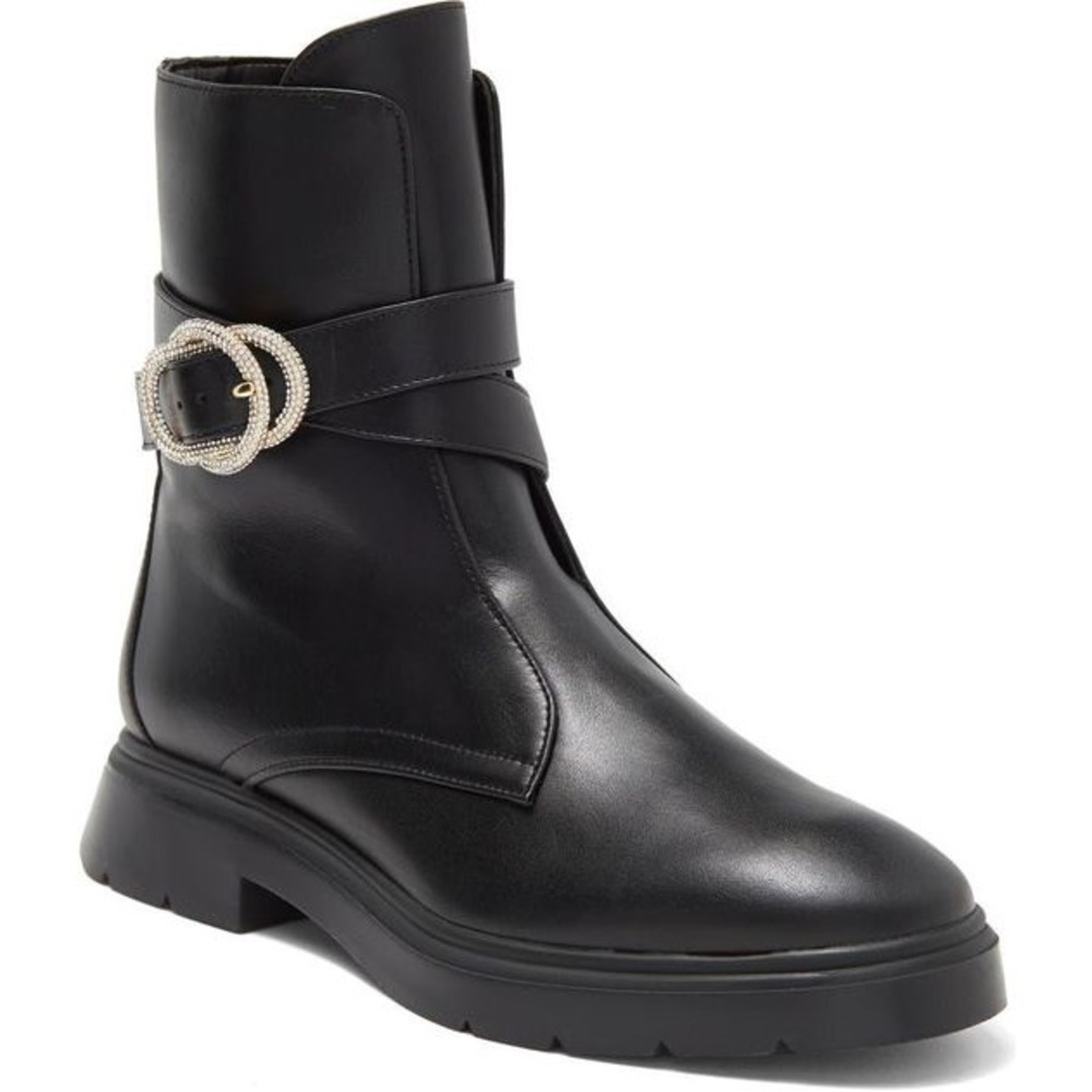 Stuart Weitzman Crystal Buckle Zip Bootie